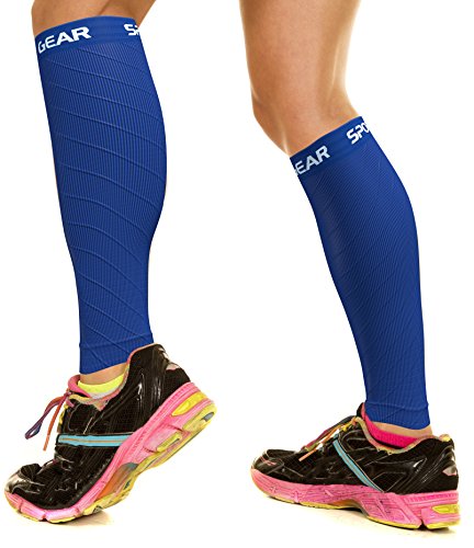 Physix Gear Sport Medias compresiÃ³n Hombre y Mujer, Las Mejores pantorrilleras Running para Mejorar la circulaciÃ³n, Perneras Ciclismo para recuperar los mÃºsculos, 1 par, S/M - M/L, Azul