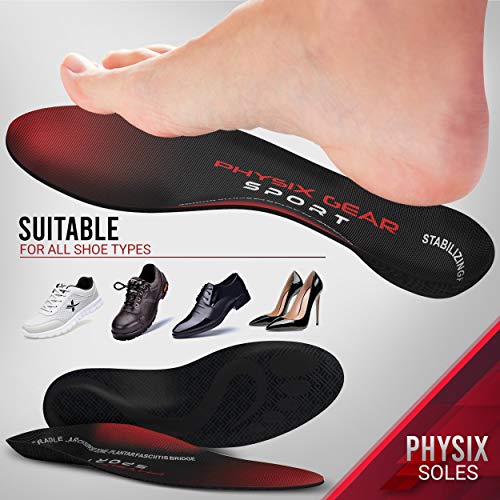 Physix Gear Sport Plantillas Fascitis Plantar, la Mejor Plantilla ortopédica para Arco Plantar, Plantillas Trabajo o Plantillas para Zapatillas, Plantillas ortopédicas para Fascitis Plantar 1 par XS