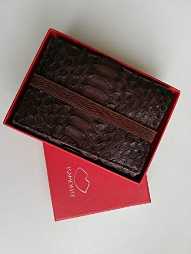 Piamonte - Cartera de Piel desplegable Icon 950; con Billetera y Tarjetero, Minimalista y Slim [Handmade] - Pitón Marrón