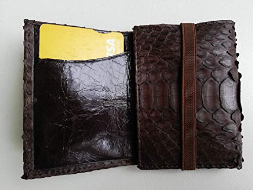 Piamonte - Cartera de Piel desplegable Icon 950; con Billetera y Tarjetero, Minimalista y Slim [Handmade] - Pitón Marrón