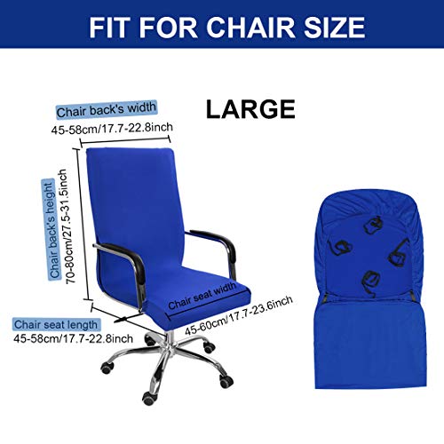 PiccoCasa - Funda elástica para silla de oficina, con cremalleras y tiras inferiores para silla de oficina, estilo simplismo, lavable, respaldo alto (silla no incluida), color azul