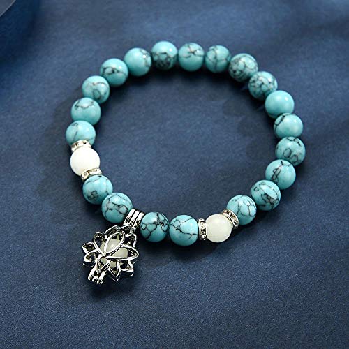 Piedras Naturales Luminosas Que Brillan Intensamente En La Oscuridad Pulsera con Forma De Flor De Loto para Mujeres, Yoga, Oración, Budismo, Joyería, Rojo, Turquesa, Verde