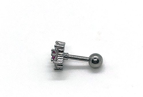 Piercing para el cartílago, labio, tragus, barra de 1,2 mm, 8 mm, color rosa cereza y rosa