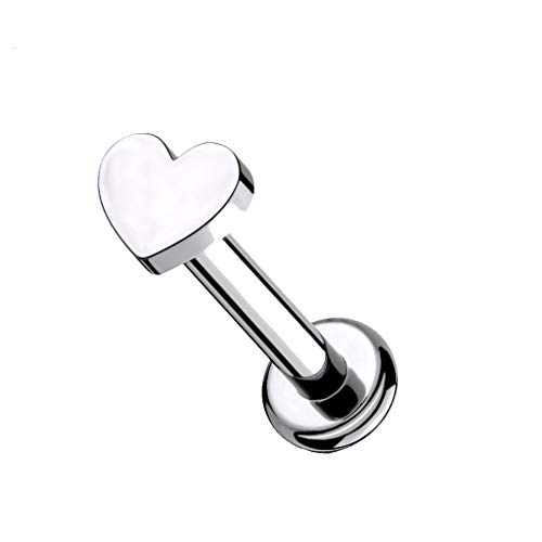 Piercing para el labio Monroe Implant de Titanium – Boquilla de titanio con top corazón y rosca interior – 8 mm