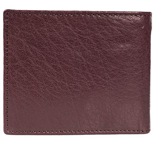 Pierre Cardin - Cartera de piel auténtica para hombre, con bloqueo RFID, suave, ligera, duradera y a prueba de pliegues, rojo oscuro (Rojo) - PCW002