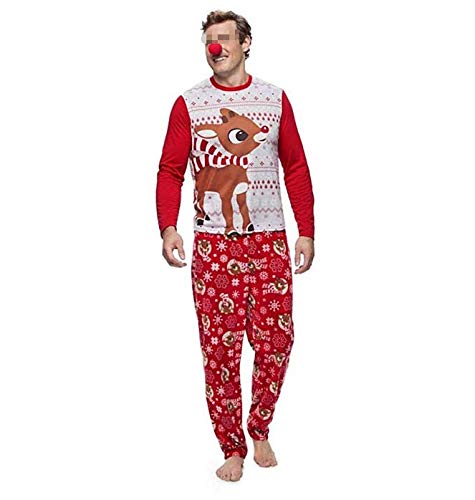 Pijamas Dos Piezas Familiares de Navidad, Conjuntos Navideños de Algodón para Mujeres Hombres Niño Bebé, Ropa para Dormir Otoño Invierno Sudadera Chándal Suéter de Navidad-Hombre
