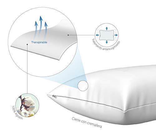 Pikolin Home - Funda de almohada cutí, 100% algodón satén, 40x70cm (Todas las medidas)