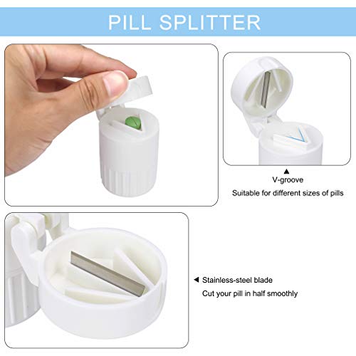 Pill Cutter Multifunción 4 en 1 Cortador Pastillas Tablet Splitter Medicación Grinder Medicine Storage Organizer