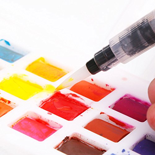Pincel de Agua, XiDe 6 Piezas Pinceles Acuarela de Pintura, Water Brush Pens para Pinturas de Acuarela, Rotuladores con Punta Pince und Deposito Agua, lLápices Solubles en Agua