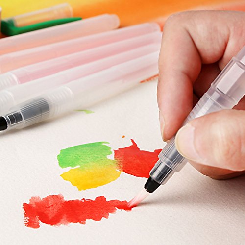 Pincel de Agua, XiDe 6 Piezas Pinceles Acuarela de Pintura, Water Brush Pens para Pinturas de Acuarela, Rotuladores con Punta Pince und Deposito Agua, lLápices Solubles en Agua