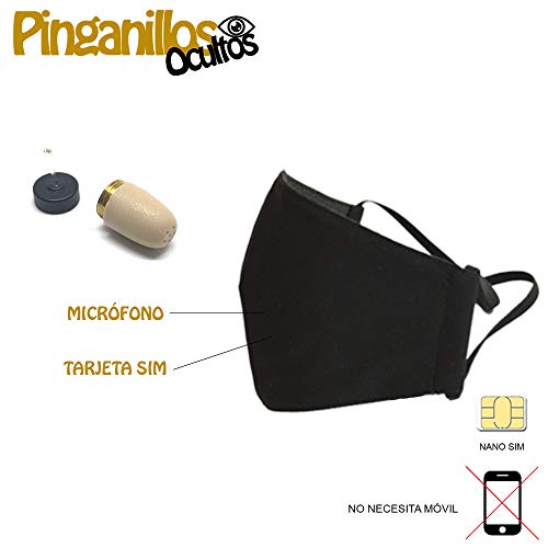 Pinganillosocultos Pinganillo Invisible con Mascarilla Homologada Bluetooth con Micrófono (Mascarilla gsm)