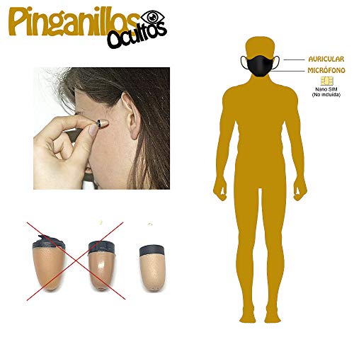 Pinganillosocultos Pinganillo Invisible con Mascarilla Homologada Bluetooth con Micrófono (Mascarilla gsm)