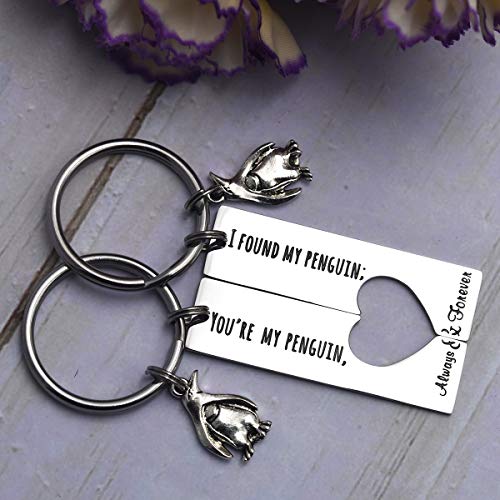 Pingüino Lover Gifts You're My Penguin I Found My Penguin Pareja Llaveros Novio Novia Llaveros Mejor amigo Regalos para Mujer (Conjunto de pingüino)