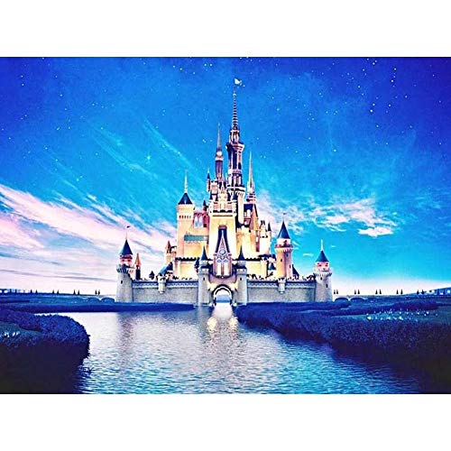 Pintura de diamante para bordar cuadros arte manualidades para decoración de pared del hogar castillo en el agua 15.7 x 11.81 pulgadas por Boyissy