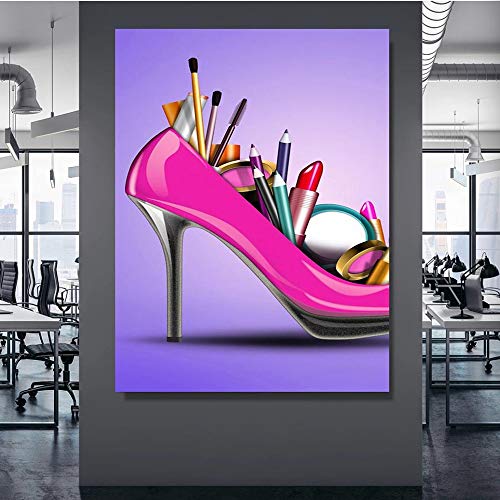 Pintura de la lona impresión de estilo nórdico tacones altos cosméticos cuadro modular arte de la pared cartel sala de estar sin marco pintura decorativa de la lona A5 70x100cm