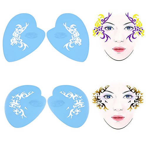pintura facial niños, 7 Estilos/set Reutilizable DIY Pintura de la cara Plantilla de la pintura corporal Flor Mariposa Herramienta de maquillaje