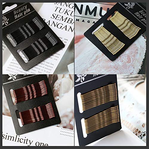 Pinzas para el cabello de alto grado de Bobby Pins Broches de metal Multicolores Juego de horquillas para dama de mujer, negro, dorado, marrón y bronce (96 unidades)