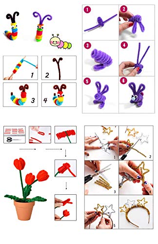 Pipe Cleaners Craft Set con DIY Tutorial, Incluido 200pcs Limpiadores de Tuberías, 200pcs Pom Poms, 200pcs Auto-Sticking Wiggle Googly Ojos, Surtido Colores y Surtidos Tamaños para DIY Art Craft