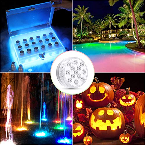Piscina Luz LED Impermeables,Luces Sumergibles,Control Remoto Bajo El Agua Luces Multicolores LED Luz Sumergible para Acuario,Estanque,Bodas,Fiesta Jardín(4 PCS）