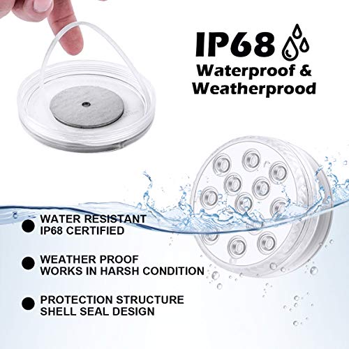 Piscina Luz LED Impermeables,Luces Sumergibles,Control Remoto Bajo El Agua Luces Multicolores LED Luz Sumergible para Acuario,Estanque,Bodas,Fiesta Jardín(4 PCS）