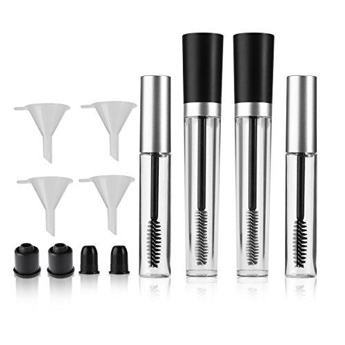 PIXNOR Tubo del rimel vacío con pestaña tubo pestaña envase poner crema botella, goma inserta Set de embudos para 7,5 ml y 10ml de aceite de ricino