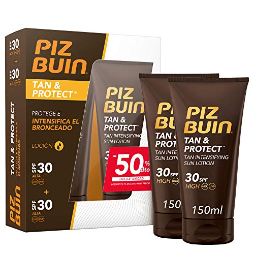 Piz Buin - Protector Solar, Tan & Protect Intensificador del Bronceado Loción SPF 30 - Pack 2 x 150 ml