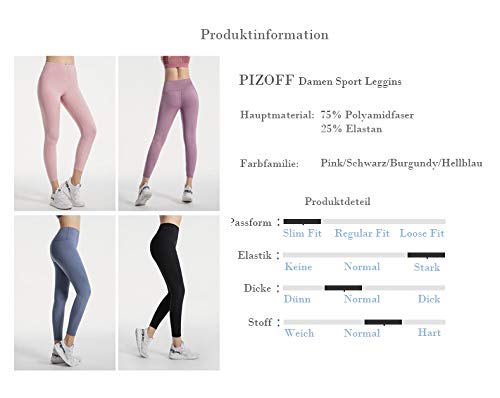 PIZOFF Naked Sensation 7/8 - Mallas deportivas para mujer morado S