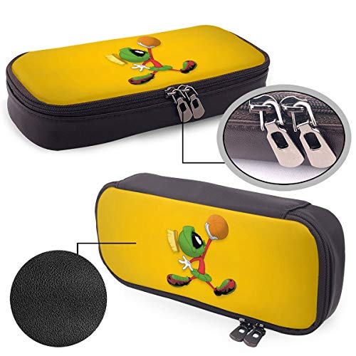 PKLUAS - Estuche Impermeable para lápices Marvin The Martian de Alta Capacidad con Doble Cremallera para Escuela, Trabajo, Oficina, Regalo de 7.8 x 3.5 x 1.5 Pulgadas, PU, Negro, Talla única
