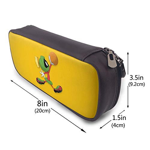 PKLUAS - Estuche Impermeable para lápices Marvin The Martian de Alta Capacidad con Doble Cremallera para Escuela, Trabajo, Oficina, Regalo de 7.8 x 3.5 x 1.5 Pulgadas, PU, Negro, Talla única