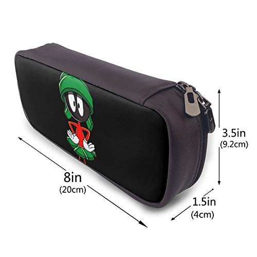PKLUAS - Estuche para lápices Marvin The Martian de Alta Capacidad con Doble Cremallera para Escuela, Trabajo, Oficina, Regalo de 7.8 x 3.5 x 1.5 Pulgadas, PU, Negro, Talla única