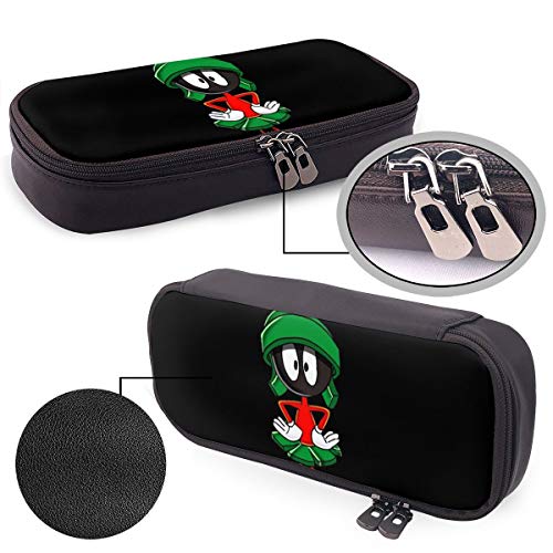 PKLUAS - Estuche para lápices Marvin The Martian de Alta Capacidad con Doble Cremallera para Escuela, Trabajo, Oficina, Regalo de 7.8 x 3.5 x 1.5 Pulgadas, PU, Negro, Talla única