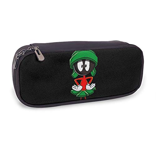 PKLUAS - Estuche para lápices Marvin The Martian de Alta Capacidad con Doble Cremallera para Escuela, Trabajo, Oficina, Regalo de 7.8 x 3.5 x 1.5 Pulgadas, PU, Negro, Talla única