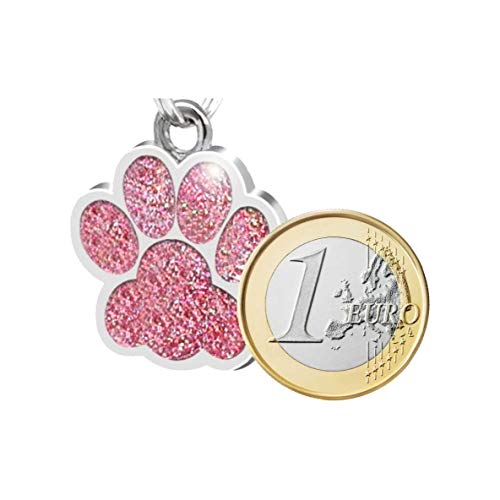 Placa Chapa de identificación Personalizada para Collar Perro Gato Mascota grabada (Rojo)