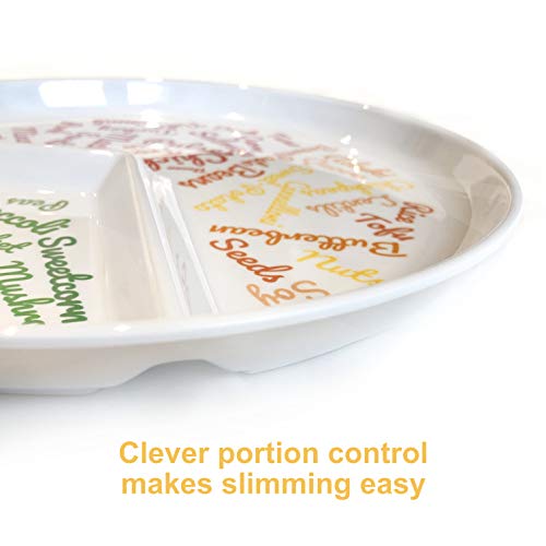 Placa de adelgazamiento dividida para un fácil control de las porciones (2)| Bellamente diseñado, control de porciones e ideas de alimentos para perder peso | Seguir fácilmente una dieta saludable
