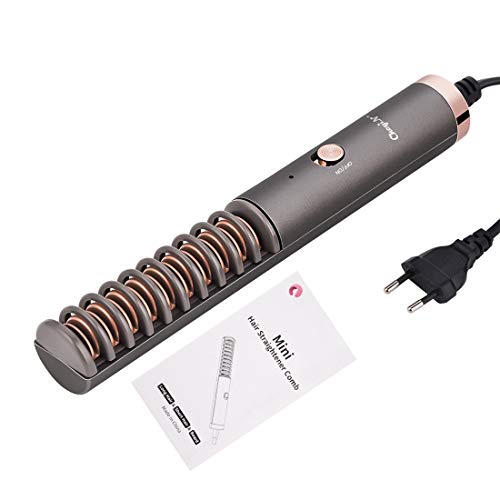 Plancha de Pelo Barba,2 en 1 Mini Cepillo de Alisado Eléctrico,Termostático Cepillo/Peine Barba - Adecuado Para Cabello/Barbas - Para Hombres/Mujeres