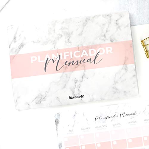 Planificador Mensual Perpetuo Marble - 32 x 23 cm - Takenote Agendas (gris)