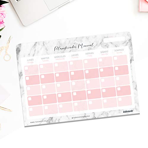 Planificador Mensual Perpetuo Marble - 32 x 23 cm - Takenote Agendas (gris)