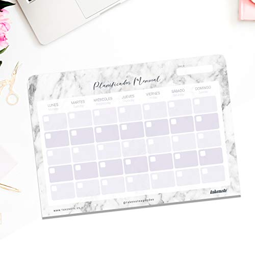 Planificador Mensual Perpetuo Marble - 32 x 23 cm - Takenote Agendas (gris)