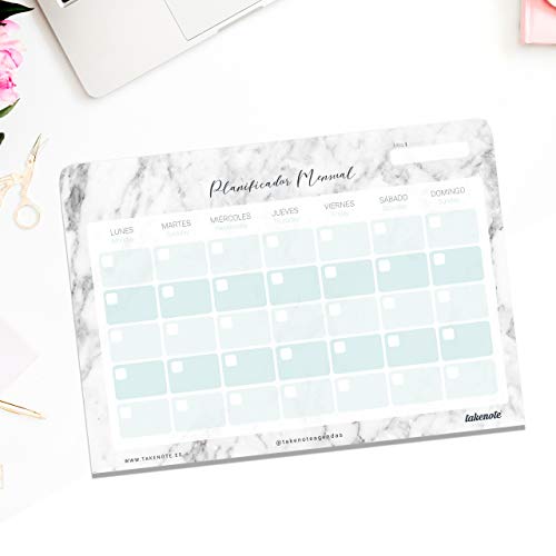 Planificador Mensual Perpetuo Marble - 32 x 23 cm - Takenote Agendas (gris)