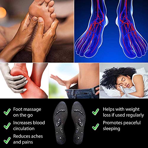 Plantillas De Masaje Magnético, Plantillas Magnéticas Efecto Acupresión Mejorar La Circulación Sanguínea Alivio del Dolor De Reflexología para Trabajo, Deportes, Caminar,M