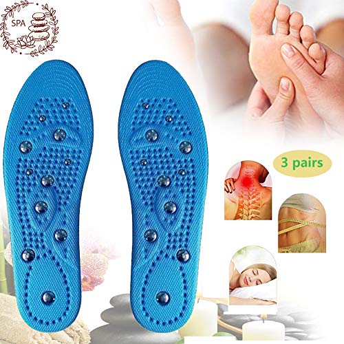 Plantillas Magnéticas De Masaje, Plantillas De Masaje Magnético Relajar Los Músculos Absorción De Impactos Mejorar La Circulación Sanguínea para Hombres Mujeres (35-46),Blue S*3pairs