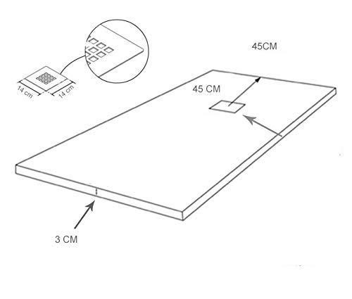 PLATO DE DUCHA DE RESINA PIZARRA CARGA MINERALES GEL COAT 80x180 cm Blanco RAL 9003