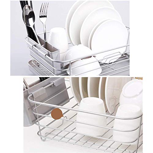 Plato De Estante Para Platos Desague Drenante, Organizador De La Cocina Estante Estante Para Platos, Con Bandeja De Drenaje Cesto Para Los Cubiertos Sostenedor Del Plato Estante De Secado