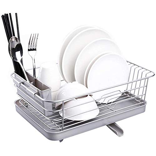 Plato De Estante Para Platos Desague Drenante, Organizador De La Cocina Estante Estante Para Platos, Con Bandeja De Drenaje Cesto Para Los Cubiertos Sostenedor Del Plato Estante De Secado