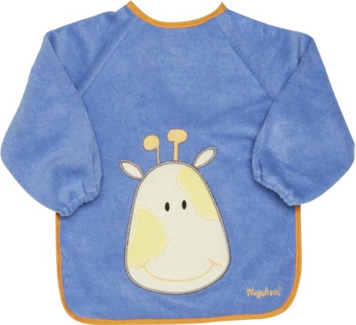Playshoes 507136-7 - Babero de manga larga, diseño de jirafa, 39 x 30 cm, color azul