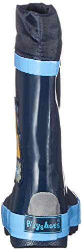 Playshoes Bota de Agua con Cordón Escavatore, Botas de Goma de Caucho Natural para Niños, Azul (Lightblue 17), 32/33 EU