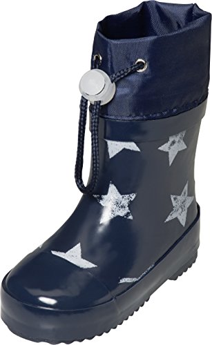 Playshoes Bota de Agua con Forro Estrella, Botas de Goma de Caucho Natural Unisex Niños, Azul (Marine 11), 24 EU
