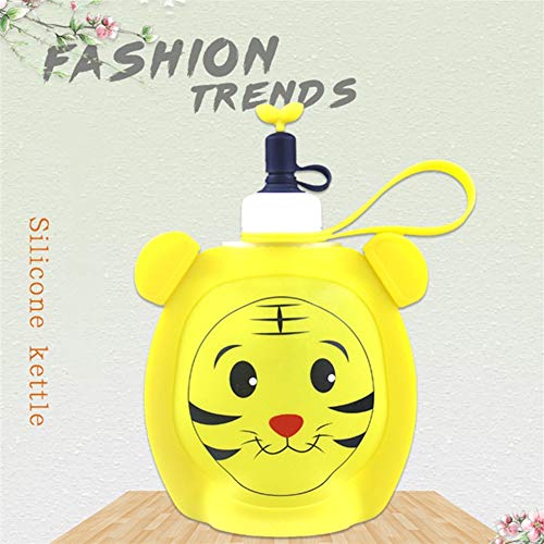 Plegable Botella De Agua Cristal Botella Plegable Ligero de la Botella de Agua Botellas de Agua a Prueba de Fugas Botella de Agua Reutilizable Tiger,350ml