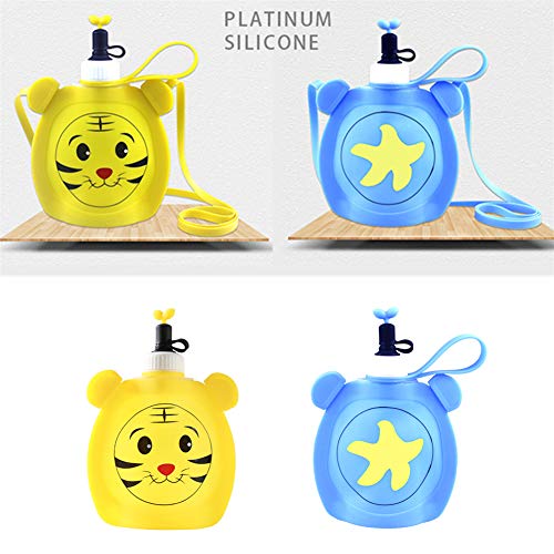 Plegable Botella De Agua Cristal Plegable Botella Agua Deporte Botella de Agua Reutilizable Ligero de la Botella de Agua Frasco de Agua Tiger,350ml