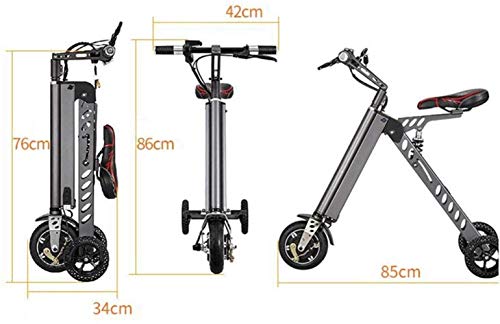 Plegado del Coche eléctrico Bicicleta eléctrica LHT Equilibrio del Coche de batería portátil Vespa vehículo Que transportaba a Metro, Color: Azul (Color : Grey)